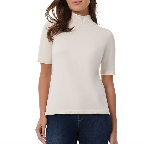 Antonio Melani Women's natural tan 3/4 sleeve slim fit turtleneck knit top sz M - Picture 1 of 7